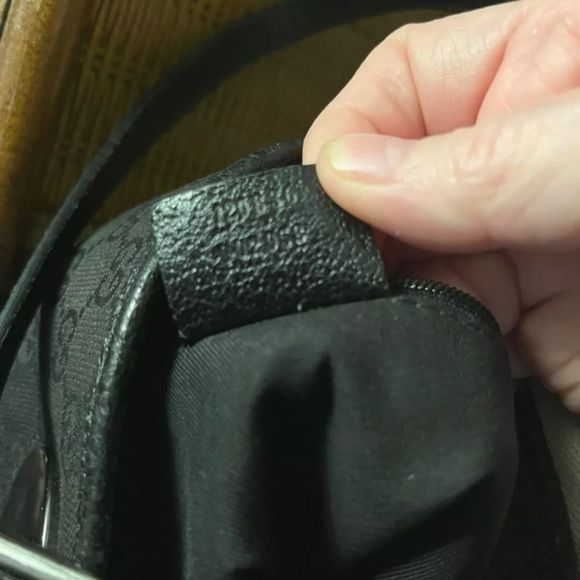 GUCCI  BLACK  ECLIPSE  Monogram  Fabric & LEATHER Tote Bag Carryall  Large - Picture 8 of 12